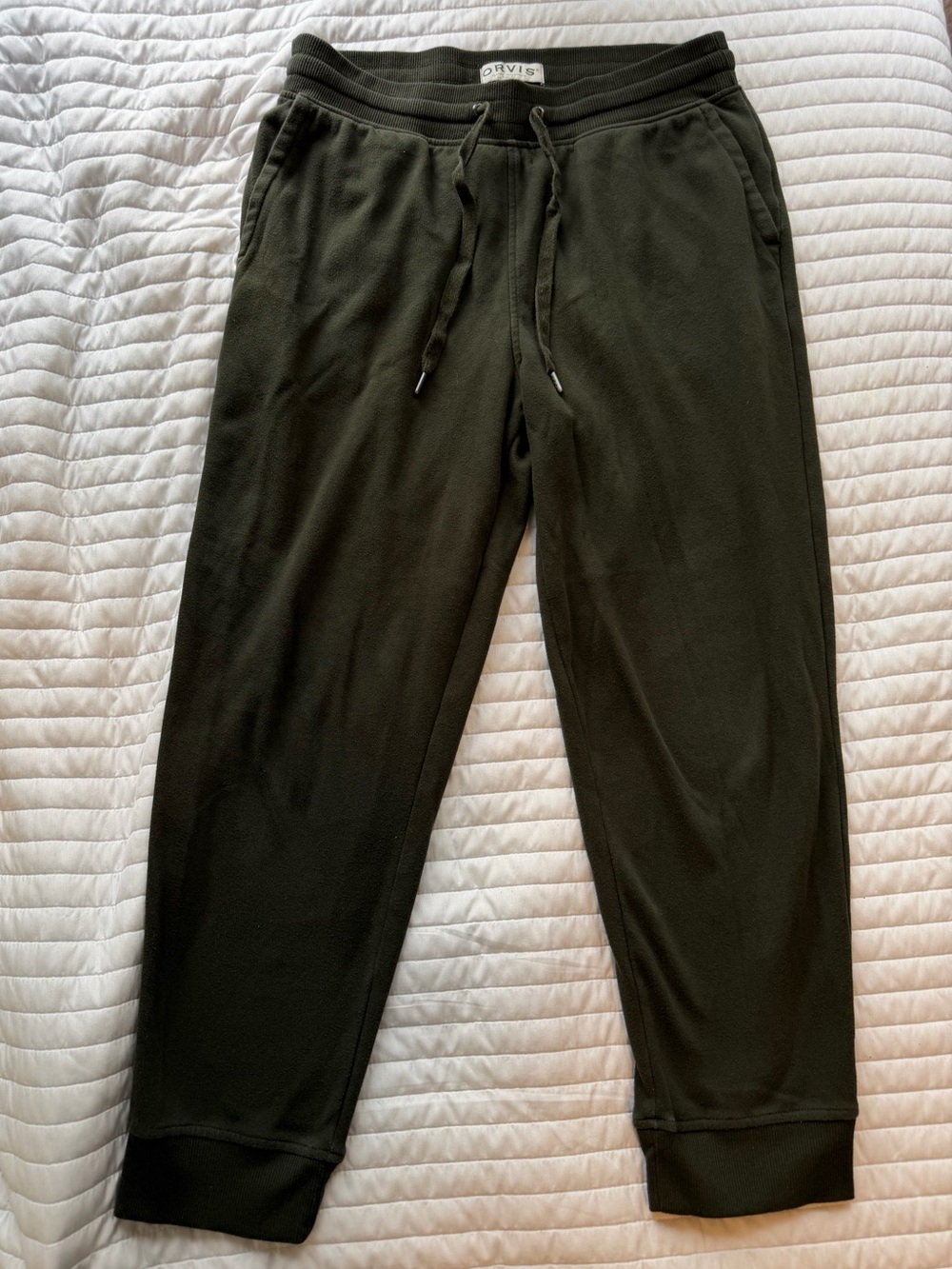 Orvis Olive Green Fleece Jogger Pants